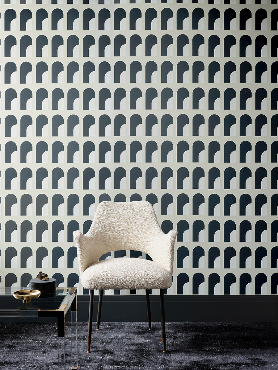 Palazzo Wallpaper Matte White & Domino Black