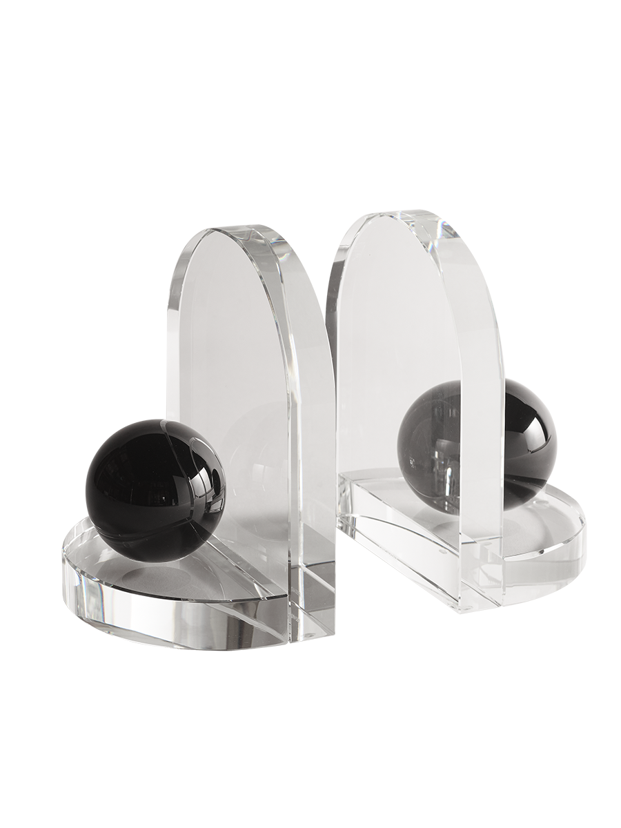 Blitz Crystal Bookends Clear & Black Onyx