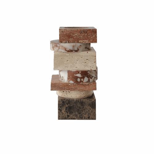 Pila Vase Red Travertine, Rosso, Travertine and Emperador