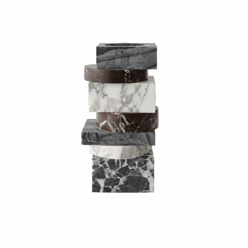 Pila Vase Jurassic, Merlot, Arabescato and Antico