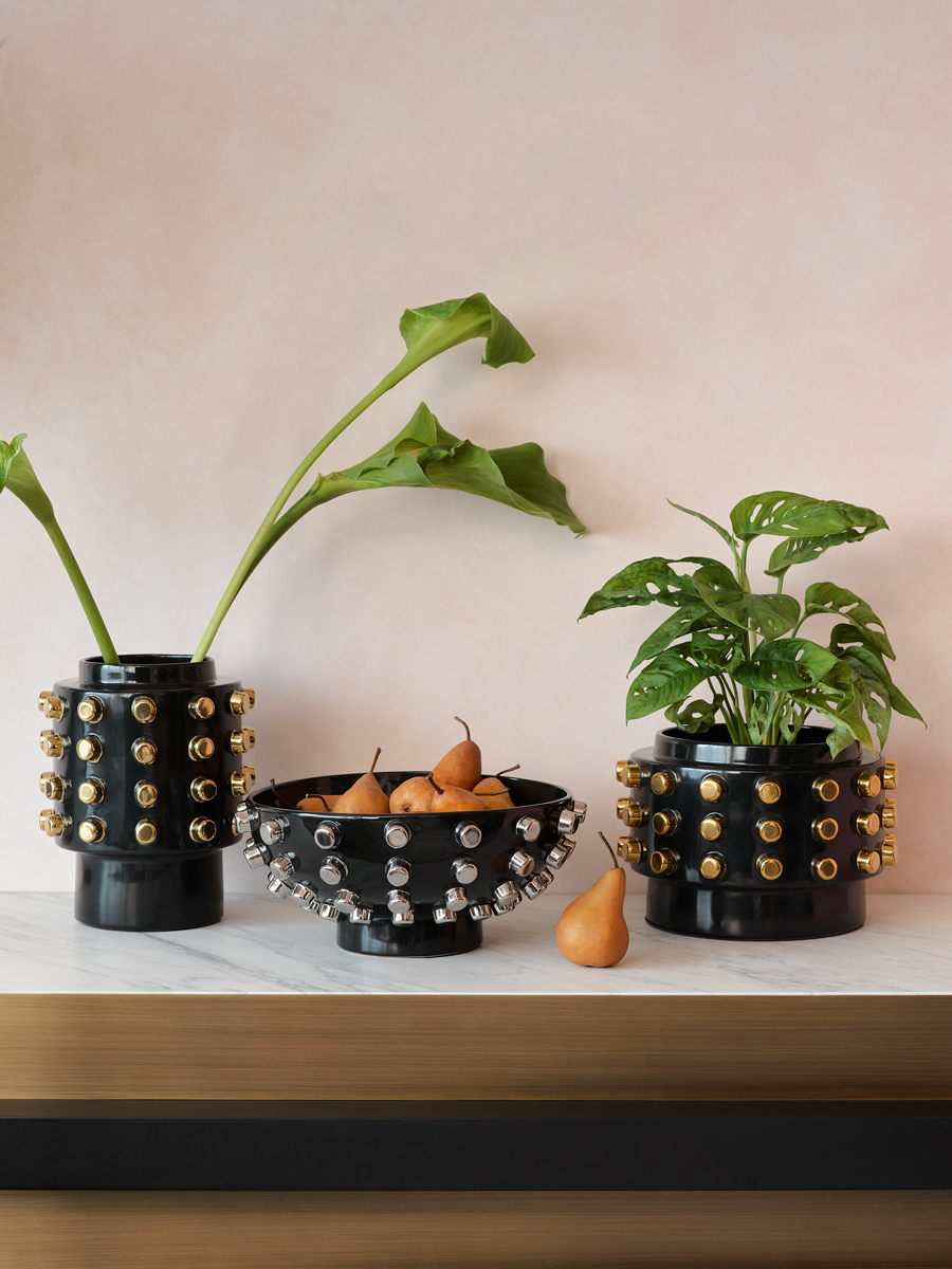 Debbie Vase Black & Gold